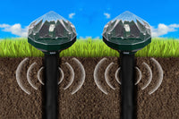 2Pcs Mole Repellent Solar Powered with Auto LED Lights