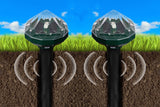 2Pcs Mole Repellent Solar Powered with Auto LED Lights