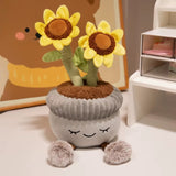 Emotional Support Toy with Expression and Plush Stuffed Potted Plant Ornament