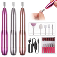 Portable Nail Drill Machine Kit USB Rechargeable Manicure Pedicure Tools