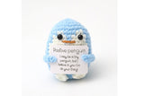 2Pcs Cute Knitted Penguin Doll with Positive Cards for Adults & Lovers