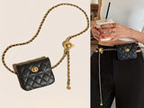 PU Leather Women Adjustable Metal Chain Belt Crossbody Waist Bag