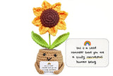 Handmade Crochet Sunflower Doll with Positive Energy Card