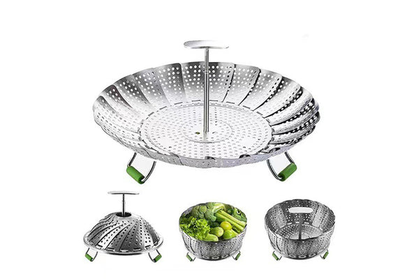 Tray Mesh Cook Steam Vegetable Basket with Removable Handle