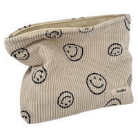 Corduroy Cute Smile Dots Face Makeup Bag