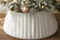 White Christmas Tree Skirt Base With Stripe Textured Pattern