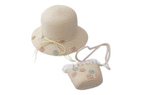 Summer Straw Hat & Bag Set for Girls