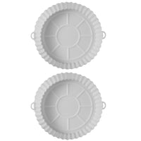 2Pcs Silicone Round Baking Tray Air Fryer Liner Pizza Oven Basket Mat