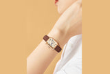 Retro Ladies Rectangular Watch with Leather Band