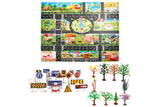 Kids Floor Play Mat Rug Traffic Road Signs Car Track City Carpet Toy with 10 Trees