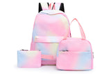 3Pcs Boys Girls Gradient Color Backpack Set