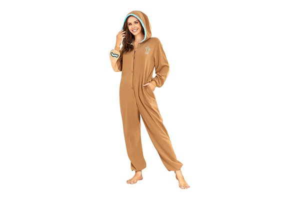 Women Christmas Gingerbread Fleece Jumpsuit