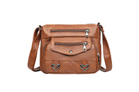 Retro Multi Pockets Crossbody Bag PU Leather Crossbody Shoulder Bag