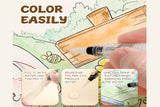 Watercolor Colouring Book with 12-Color Pigment Color Blocks