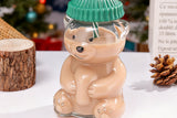 Cute Bear Shaped Glass Cup with Straw and Lid 500ML Bear Drinking Bottle