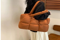 Ladies' Wrinkled Shoulder Bag Purse Spacious Tote Bag Puffer Handbag