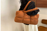 Ladies' Wrinkled Shoulder Bag Purse Spacious Tote Bag Puffer Handbag