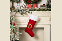 Red Flannel Christmas Stocking with Letter Design