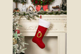 Red Flannel Christmas Stocking with Letter Design
