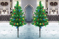 4Pcs Solar Christmas Garden Stake Light Decorative Xmas Tree with 80Pcs Strawberry Light