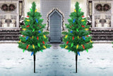 4Pcs Solar Christmas Garden Stake Light Decorative Xmas Tree with 80Pcs Strawberry Light