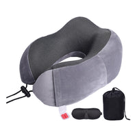 Memory Foam Travel Neck Pillow with Eyemask and Earplugs Set