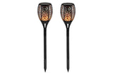 2Pcs Hollow Carved Solar Light Flickering Flames Torch Lights