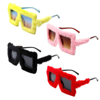 Y2K Plush Fuzzy Square Glasses