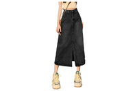 High Waist Split Thigh Denim Skirt