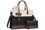 15.6 Inch Laptop Tote Bag with Matching Wristlet Clutch and Side Water Bottle Holder