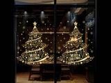 2Pcs Golden Christmas Tree Printed Stickers for Window Decoration