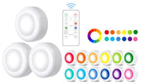 3Pcs 16-Color Wireless LED Cabinet Lights with Remote Control Set