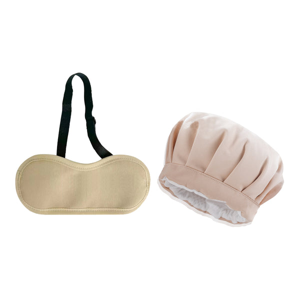 Reusable Castor Oil Pack Hat and Eye Mask Set