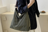 Large Capacity Corduroy Tote Bag with Adjustable Strap for Women