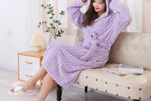 Towelling Wrap Bathrobe Thickened Coral Fleece Wrap Terry Toweling Dressing Gown Robe