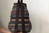 Boho Style Flap Drawstring Backpack Shoulder Bag Outdoor Travel Bag