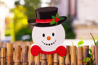 Christmas Fence Peeker Decoration Metal Xmas Outdoor Garden Fence Sign