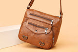 Retro Multi Pockets Crossbody Bag PU Leather Crossbody Shoulder Bag