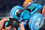 2.4 GHZ 4WD Double Sided RC Stunt Car 360 Degree Rotating Remote Control Crawler with Headlights