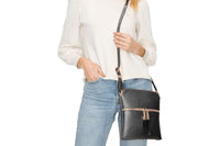 Women Crossbody Messenger Bag Shoulder Bag with Tassel Zipper