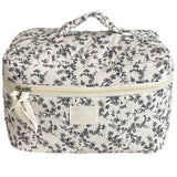 Portable Floral Pattern Cosmetic Bag Makeup and Toiletry Storage Organizer with Handle