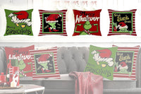 4Pcs Grinch Inspired Christmas Linen Pillow Covers