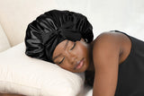 Polyester Satin Hair Bonnet with Tie Band for Sleeping