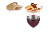 Set of 2Pcs Wine Glass Charcuterie Topper Bamboo Wine Glass Topper Coasters Food Tray