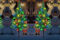 4Pcs Solar Christmas Garden Stake Light Decorative Xmas Tree with 80Pcs Strawberry Light