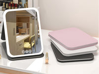 Fold LED Dimmable Makeup Mirror with 3 Colors Adjustable Light