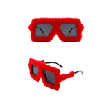 Y2K Plush Fuzzy Square Glasses