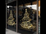 2Pcs Golden Christmas Tree Printed Stickers for Window Decoration