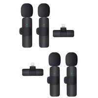 2 Pieces Wireless Lavalier Microphone Set Mic for Android iPhone iPad Vlog Live Stream