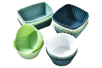 24 Pack Silicone Cupcake Baking Cups Mixed Colors & 3 Shapes